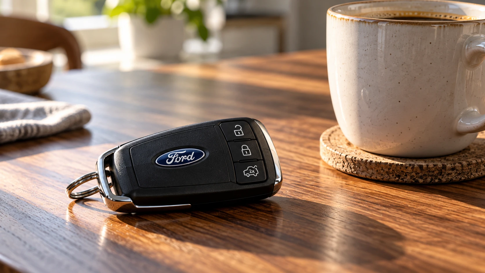 Ford car keys on a table